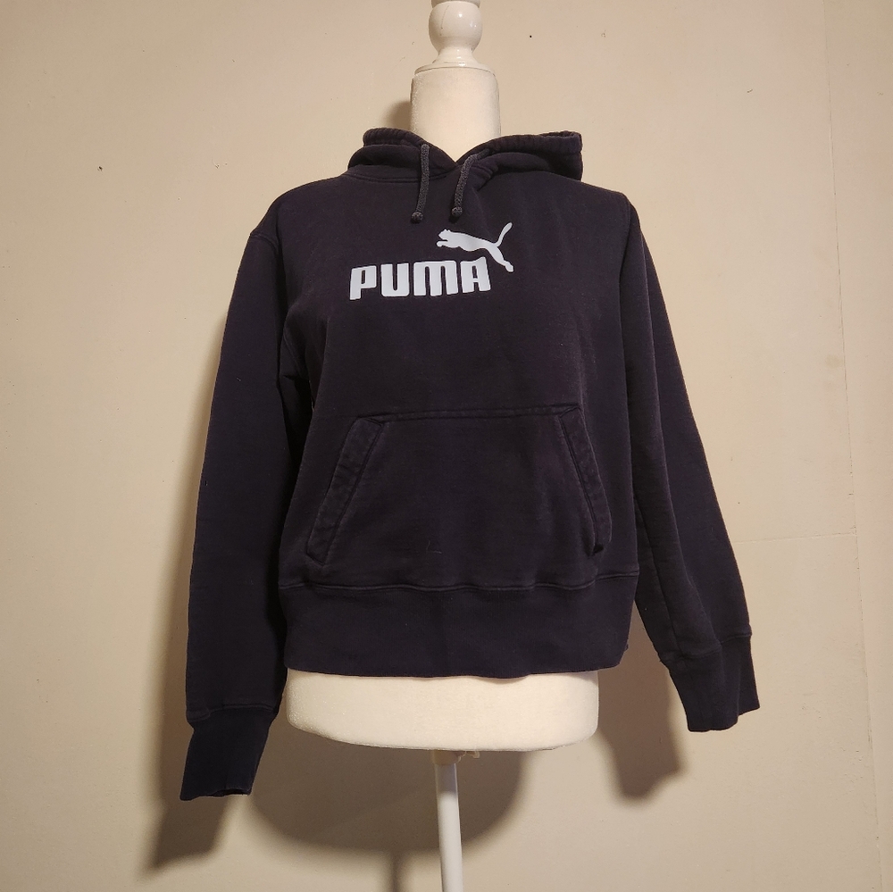 VTG vintage Y2k PUMA navy And Light Baby blue Sweatshirt Hoodie Medium M EUC